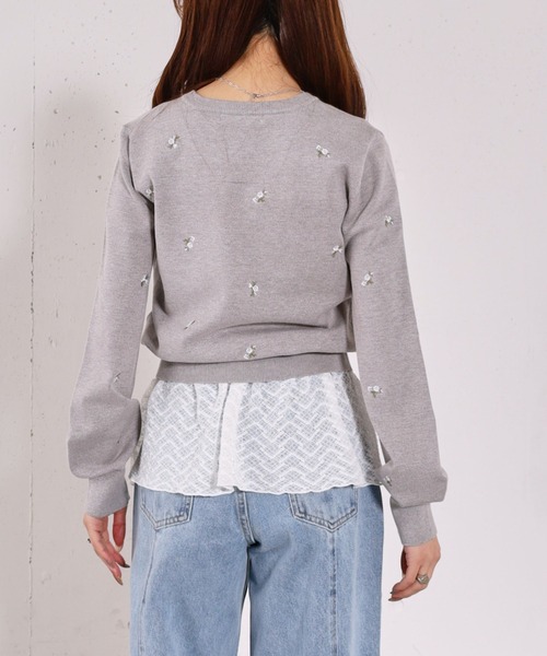 archives（アルシーヴ）の「【アンチピリング】小花柄刺繍ニットカーディガン（カーディガン/ボレロ・レディース・アイボリー/グレー/ネイビー・MEDIUM）」の16枚目の写真