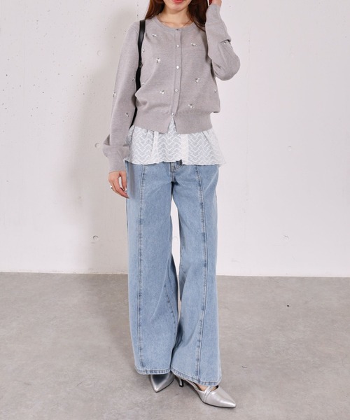 archives（アルシーヴ）の「【アンチピリング】小花柄刺繍ニットカーディガン（カーディガン/ボレロ・レディース・アイボリー/グレー/ネイビー・MEDIUM）」の19枚目の写真