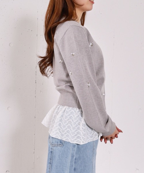 archives（アルシーヴ）の「【アンチピリング】小花柄刺繍ニットカーディガン（カーディガン/ボレロ・レディース・アイボリー/グレー/ネイビー・MEDIUM）」の15枚目の写真