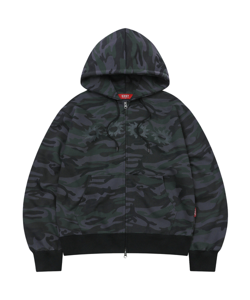 S'EST(エスイーエスティー)の「Solaris Camo Hoodie Zip Up Black(パーカー・メンズ・ブラック・SMALL/MEDIUM/LARGE)」の1枚目の写真