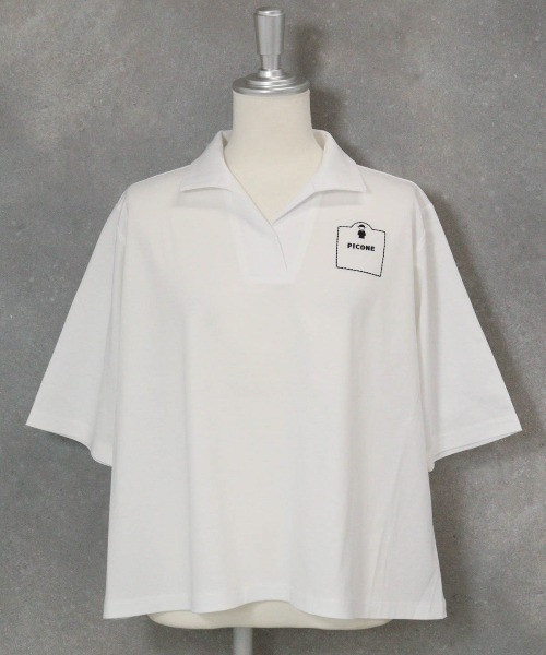 STUDIO PICONE(スタジオピッコーネ)の「コットン100%スキッパープルオーバー(Tシャツ/カットソー・レディース・ホワイト/ピンク/ネイビー/ライトブルー・L/M/LL)」の13枚目の写真