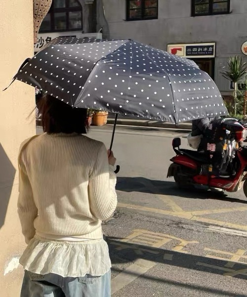 Made in I（メイドインアイ）の「ミルキードット晴雨折りたたみ傘（折りたたみ傘・レディース・ホワイト/ブラック/アイボリー/ピンク/ブラウン/ミント/グレー/ブラウン系その他・FREE）」の16枚目の写真