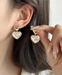 ピアス ハート キラキラ ビジューピアス ロングピアス ゴールド フープピアス