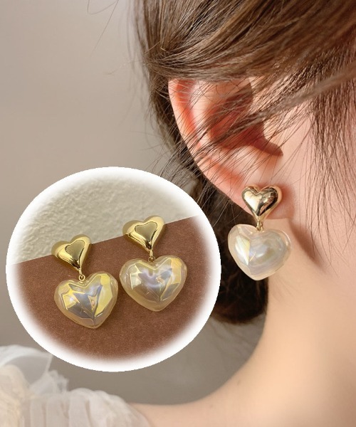 shoppinggo(ショッピングゴー)の「ピアス ハート キラキラ ビジューピアス ロングピアス ゴールド フープピアス(ピアス(両耳用)・レディース・ゴールド・FREE)」の2枚目の写真