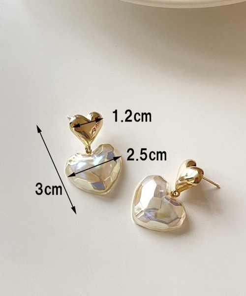 shoppinggo(ショッピングゴー)の「ピアス ハート キラキラ ビジューピアス ロングピアス ゴールド フープピアス(ピアス(両耳用)・レディース・ゴールド・FREE)」の4枚目の写真