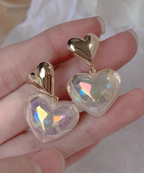 shoppinggo(ショッピングゴー)の「ピアス ハート キラキラ ビジューピアス ロングピアス ゴールド フープピアス(ピアス(両耳用)・レディース・ゴールド・FREE)」の5枚目の写真