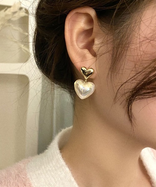shoppinggo(ショッピングゴー)の「ピアス ハート キラキラ ビジューピアス ロングピアス ゴールド フープピアス(ピアス(両耳用)・レディース・ゴールド・FREE)」の8枚目の写真