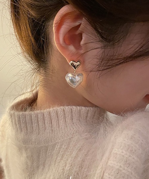 shoppinggo(ショッピングゴー)の「ピアス ハート キラキラ ビジューピアス ロングピアス ゴールド フープピアス(ピアス(両耳用)・レディース・ゴールド・FREE)」の9枚目の写真