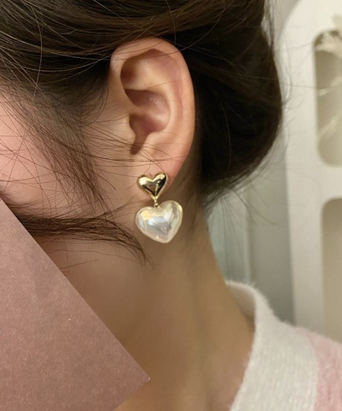 shoppinggo(ショッピングゴー)の「ピアス ハート キラキラ ビジューピアス ロングピアス ゴールド フープピアス(ピアス(両耳用)・レディース・ゴールド・FREE)」の11枚目の写真