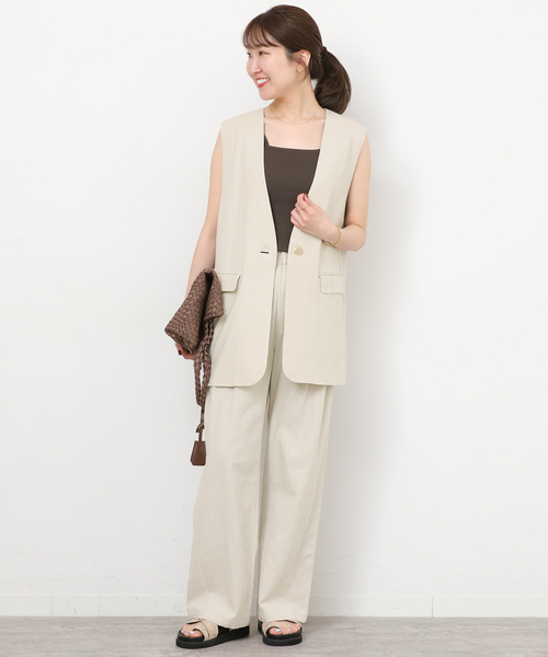 JOURNAL STANDARD relume（ジャーナルスタンダード　レリューム）の「［手洗い可］リネンフィールノーカラージレ（ベスト・レディース・ブラック/ベージュ・FREE）」の19枚目の写真