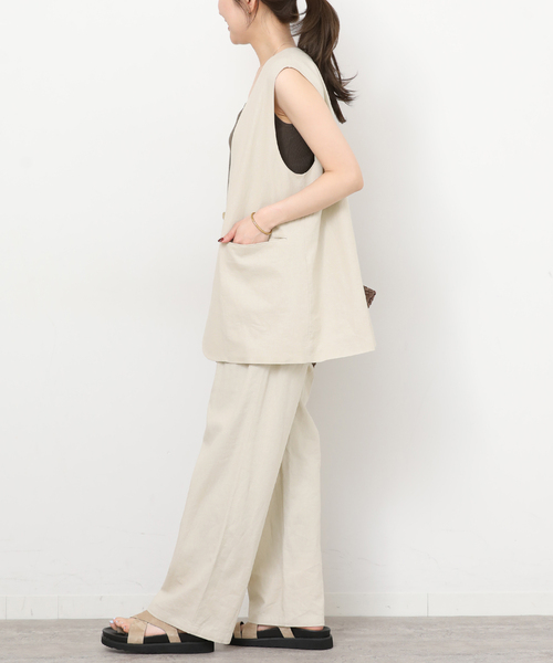 JOURNAL STANDARD relume（ジャーナルスタンダード　レリューム）の「［手洗い可］リネンフィールノーカラージレ（ベスト・レディース・ブラック/ベージュ・FREE）」の20枚目の写真