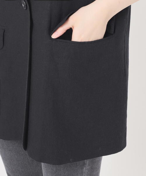 JOURNAL STANDARD relume（ジャーナルスタンダード　レリューム）の「［手洗い可］リネンフィールノーカラージレ（ベスト・レディース・ブラック/ベージュ・FREE）」の3枚目の写真