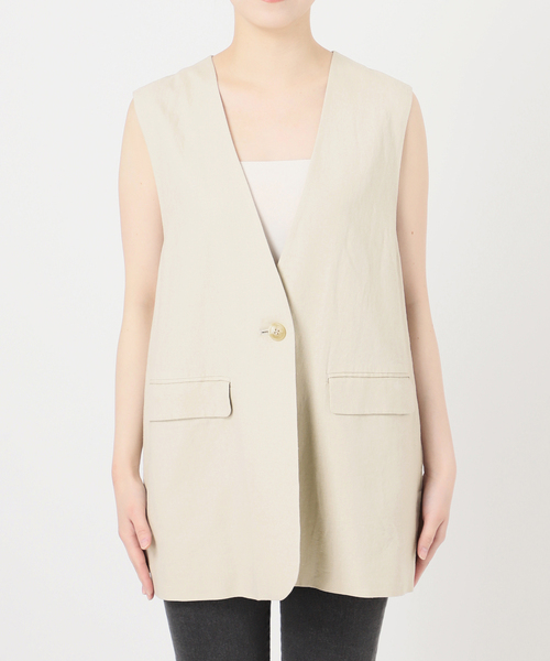 JOURNAL STANDARD relume（ジャーナルスタンダード　レリューム）の「［手洗い可］リネンフィールノーカラージレ（ベスト・レディース・ブラック/ベージュ・FREE）」の8枚目の写真