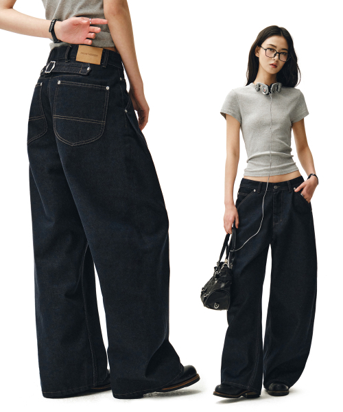 DECET WOMEN(デケット ウーマン)の「Cinchback Barrel Wide Leg Jeans DCWPT022CPINDIGO(デニムパンツ・レディース・その他・X-SMALL/SMALL/MEDIUM/LARGE)」の2枚目の写真