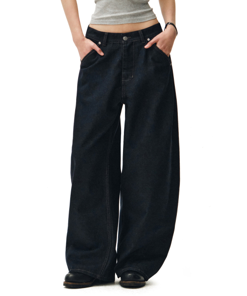 DECET WOMEN(デケット ウーマン)の「Cinchback Barrel Wide Leg Jeans DCWPT022CPINDIGO(デニムパンツ・レディース・その他・X-SMALL/SMALL/MEDIUM/LARGE)」の14枚目の写真