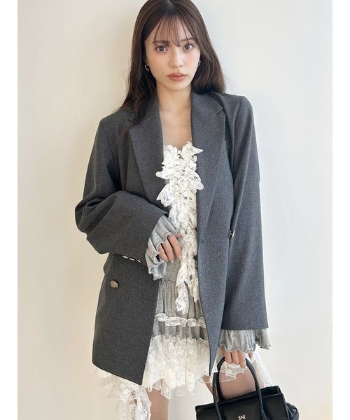 SNIDEL（スナイデル）の「Sustainableダブルブレストジャケット（テーラードジャケット・レディース・アイボリー/グレー/ネイビー・0/1）」の3枚目の写真