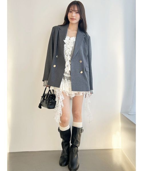 SNIDEL（スナイデル）の「Sustainableダブルブレストジャケット（テーラードジャケット・レディース・アイボリー/グレー/ネイビー・0/1）」の5枚目の写真