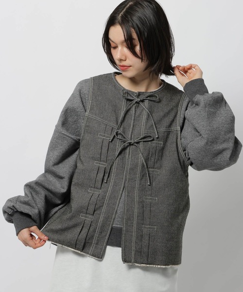 niko and...(ニコアンド)の「アソートフロントリボンベスト(ベスト・レディース・アイボリー/インディゴブルー/カーキ/ブラック・LARGE/MEDIUM)」の2枚目の写真