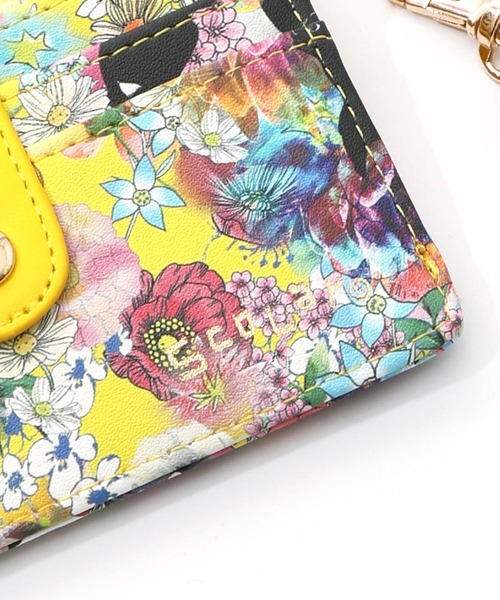ScoLar（スカラー）の「SC80-10：黒ネコ×スカラーちゃん 花柄フラグメントケース（パスケース・レディース・グリーン/イエロー・FREE）」の14枚目の写真