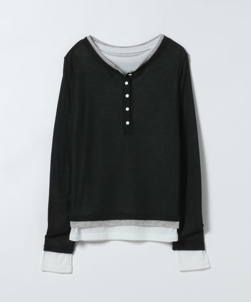 JEANASIS（ジーナシス）の「3カラーレイヤードヘンリー2ピース/666098（Tシャツ/カットソー・レディース・イエロー系その他/ブラック系その他/グレー系その他・FREE）」の2枚目の写真