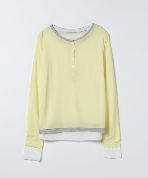 JEANASIS（ジーナシス）の「3カラーレイヤードヘンリー2ピース/666098（Tシャツ/カットソー・レディース・イエロー系その他/ブラック系その他/グレー系その他・FREE）」の3枚目の写真