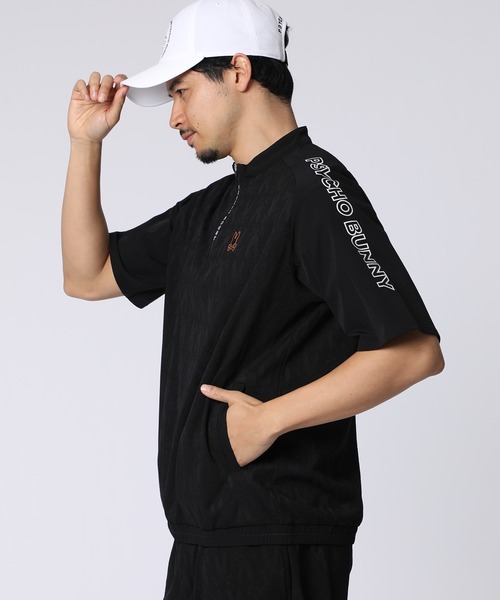 Psycho Bunny（サイコバニー）の「[GOLF]異素材切替シルエットバニージャガード ハーフジップTシャツ（Tシャツ/カットソー・メンズ・ブラック/グレイッシュベージュ・XX-LARGE/X-LARGE/LARGE/MEDIUM/SMALL）」の4枚目の写真