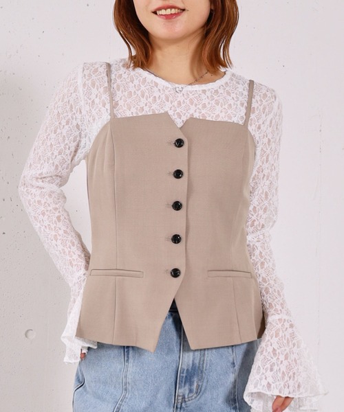 archives(アルシーヴ)の「【ONかわ】ウォッシャブルFボタンビスチェ(その他トップス・レディース・グレー/ベージュ/ブラック・MEDIUM)」の1枚目の写真