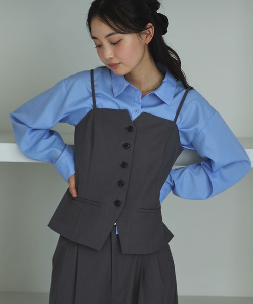 archives(アルシーヴ)の「【ONかわ】ウォッシャブルFボタンビスチェ(その他トップス・レディース・グレー/ベージュ/ブラック・MEDIUM)」の3枚目の写真