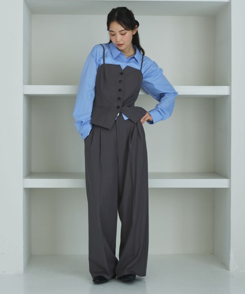 archives(アルシーヴ)の「【ONかわ】ウォッシャブルFボタンビスチェ(その他トップス・レディース・グレー/ベージュ/ブラック・MEDIUM)」の4枚目の写真