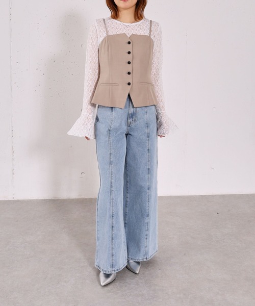 archives(アルシーヴ)の「【ONかわ】ウォッシャブルFボタンビスチェ(その他トップス・レディース・グレー/ベージュ/ブラック・MEDIUM)」の12枚目の写真