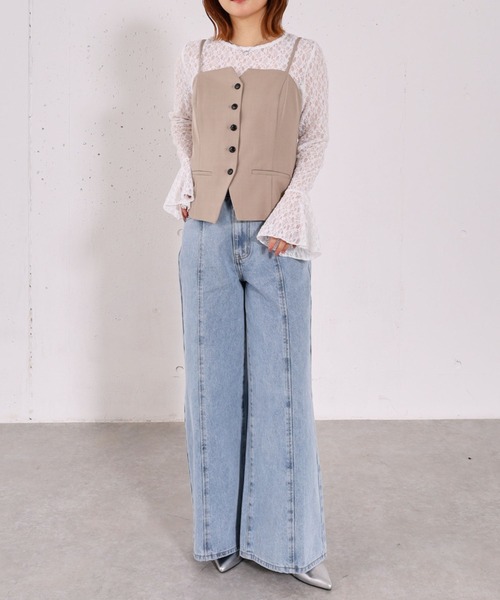 archives(アルシーヴ)の「【ONかわ】ウォッシャブルFボタンビスチェ(その他トップス・レディース・グレー/ベージュ/ブラック・MEDIUM)」の14枚目の写真