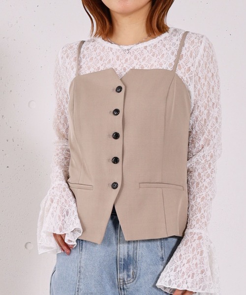 archives(アルシーヴ)の「【ONかわ】ウォッシャブルFボタンビスチェ(その他トップス・レディース・グレー/ベージュ/ブラック・MEDIUM)」の8枚目の写真