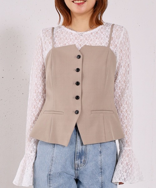 archives(アルシーヴ)の「【ONかわ】ウォッシャブルFボタンビスチェ(その他トップス・レディース・グレー/ベージュ/ブラック・MEDIUM)」の9枚目の写真