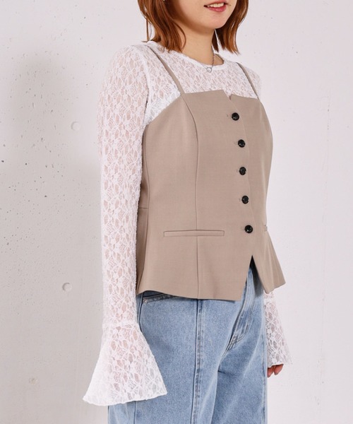 archives(アルシーヴ)の「【ONかわ】ウォッシャブルFボタンビスチェ(その他トップス・レディース・グレー/ベージュ/ブラック・MEDIUM)」の10枚目の写真