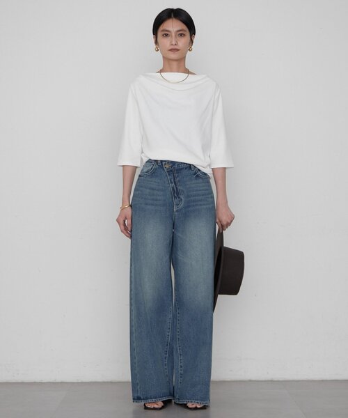 LOUNGEDRESS(ラウンジドレス)の「ドレープカットソー(Tシャツ/カットソー・レディース・ブラック系その他/オフホワイト/ブラック/ブラック系その他2・FREE)」の6枚目の写真