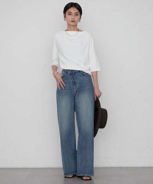 LOUNGEDRESS(ラウンジドレス)の「ドレープカットソー(Tシャツ/カットソー・レディース・ブラック系その他/オフホワイト/ブラック/ブラック系その他2・FREE)」の7枚目の写真