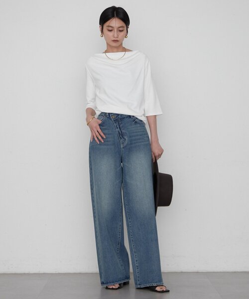 LOUNGEDRESS(ラウンジドレス)の「ドレープカットソー(Tシャツ/カットソー・レディース・ブラック系その他/オフホワイト/ブラック/ブラック系その他2・FREE)」の8枚目の写真