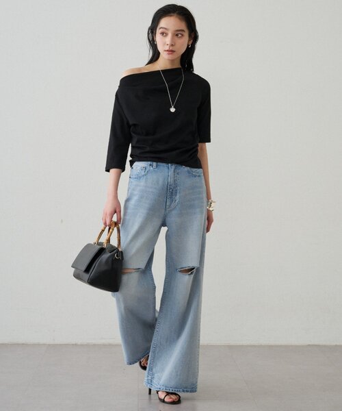 LOUNGEDRESS(ラウンジドレス)の「ドレープカットソー(Tシャツ/カットソー・レディース・ブラック系その他/オフホワイト/ブラック/ブラック系その他2・FREE)」の15枚目の写真