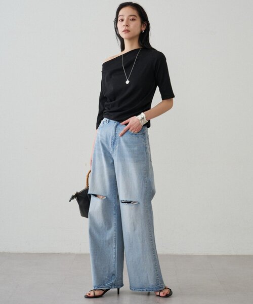 LOUNGEDRESS(ラウンジドレス)の「ドレープカットソー(Tシャツ/カットソー・レディース・ブラック系その他/オフホワイト/ブラック/ブラック系その他2・FREE)」の17枚目の写真