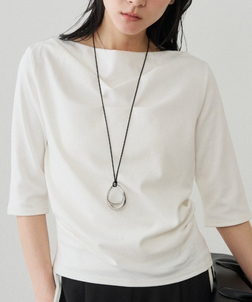 LOUNGEDRESS(ラウンジドレス)の「ドレープカットソー(Tシャツ/カットソー・レディース・ブラック系その他/オフホワイト/ブラック/ブラック系その他2・FREE)」の5枚目の写真