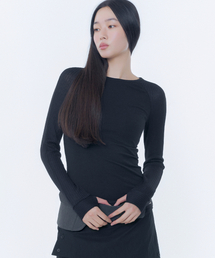 Raglan knit long sleeve BLACK