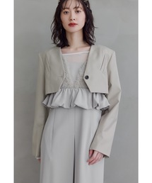 ANDRESD（アンドレスド）の「スラッシュポケットクロップドジャケット フォーマル 結婚式 同窓会 成人式 お呼ばれ パーティー オケージョン セレモニー（ノーカラージャケット）」