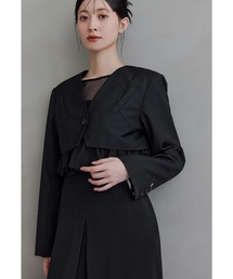 ANDRESD（アンドレスド）の「スラッシュポケットクロップドジャケット フォーマル 結婚式 同窓会 成人式 お呼ばれ パーティー オケージョン セレモニー（ノーカラージャケット）」