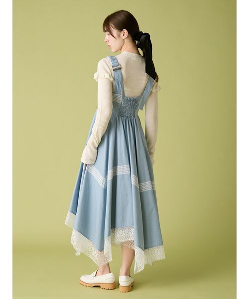 FURFUR（ファーファー）の「レースコンビジャンパースカート（ワンピース・レディース・ブラック/サックスブルー・F）」の5枚目の写真