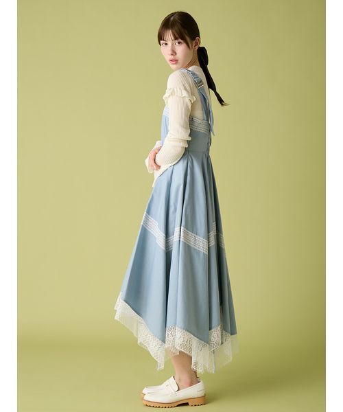 FURFUR（ファーファー）の「レースコンビジャンパースカート（ワンピース・レディース・ブラック/サックスブルー・F）」の6枚目の写真