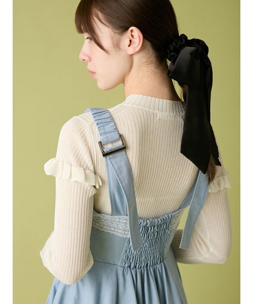 FURFUR（ファーファー）の「レースコンビジャンパースカート（ワンピース・レディース・ブラック/サックスブルー・F）」の8枚目の写真