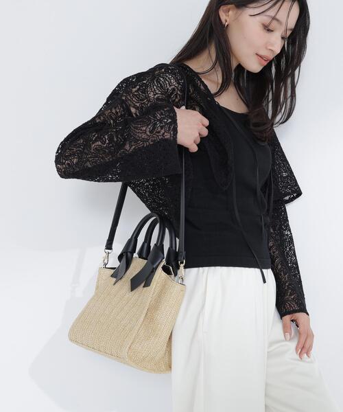 NATURAL BEAUTY BASIC(ナチュラルビューティーベーシック)の「◇PPリボンハンドルトートバッグ(トートバッグ・レディース・ベージュ/ブラウン/オフホワイト・フリ-)」の6枚目の写真