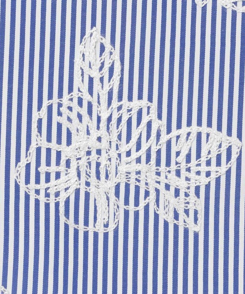 Rose Tiara(ローズティアラ)の「リボンベルト付きフラワー刺繍ストライプワンピース(ワンピース・レディース・ネイビー・42/46/38)」の16枚目の写真