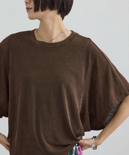 SALON adam et rope'(サロン アダム エ ロペ)の「【WEB限定】ジービルニュアンスTシャツ(Tシャツ/カットソー・レディース・ブラウン/ベージュ/オフホワイト・FREE)」の18枚目の写真