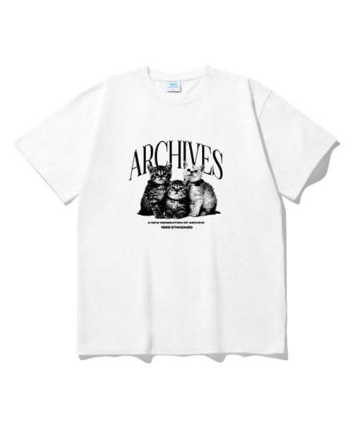 1989STANDARD(1989スタンダード)の「ARCHIVES CAT クールコットンオーバーサイズ半袖(SISSTD-0001)(Tシャツ/カットソー・メンズ・ホワイト/ライトグレー/ブラック・MEDIUM/LARGE/X-LARGE)」の2枚目の写真